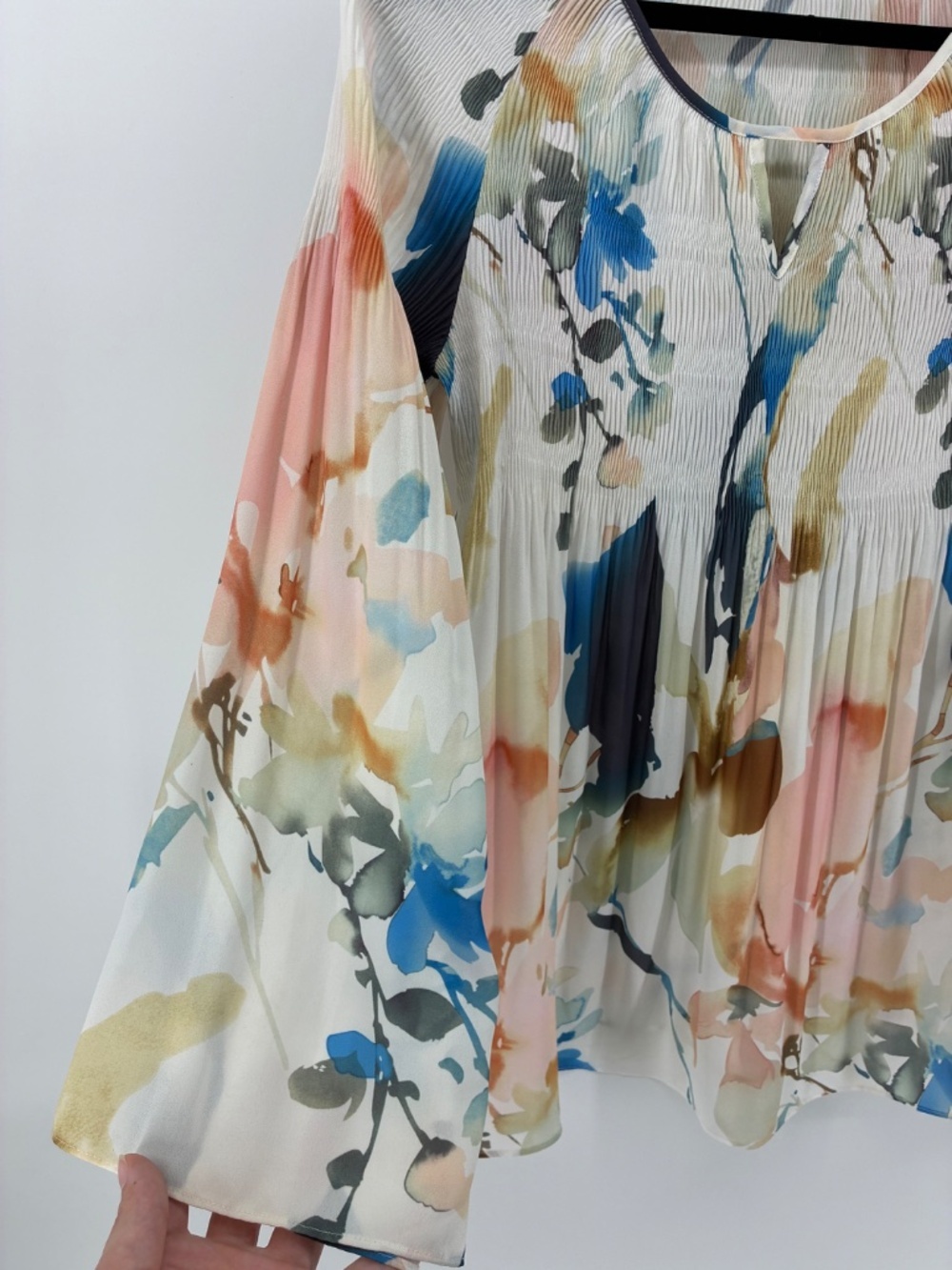CHARLIE B Red and Pink Pleated Blouse - Picture 5 of 9